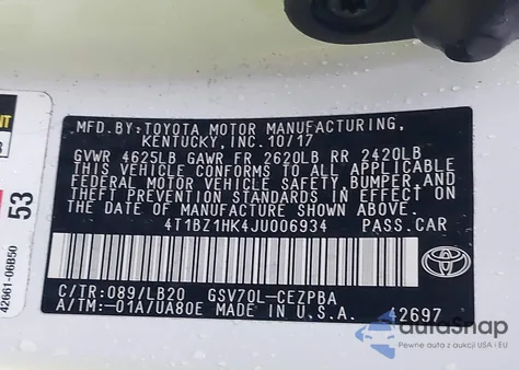 2018 Toyota Camry Xse V6 from USA, damaged, VIN 4T1BZ1HK4JU006934
